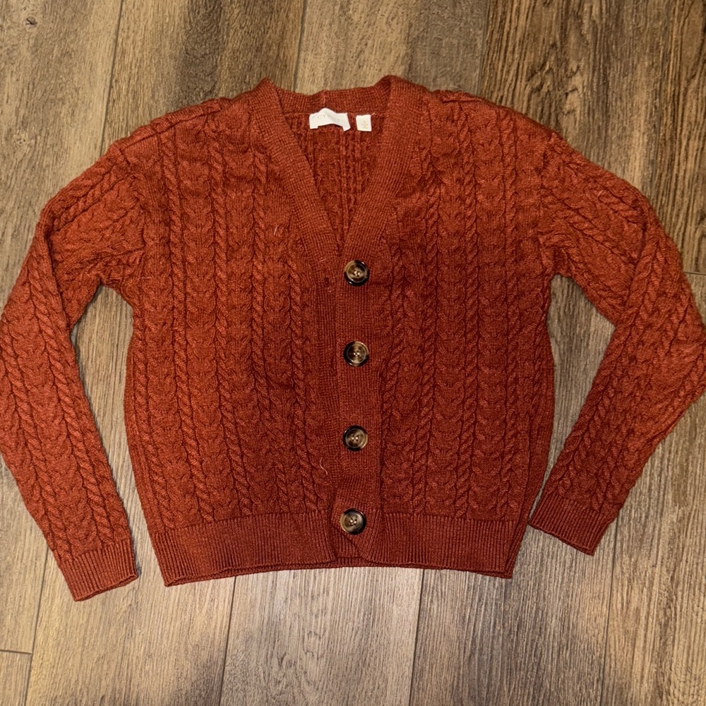Cyrus Rust Cable Knit Cardigan